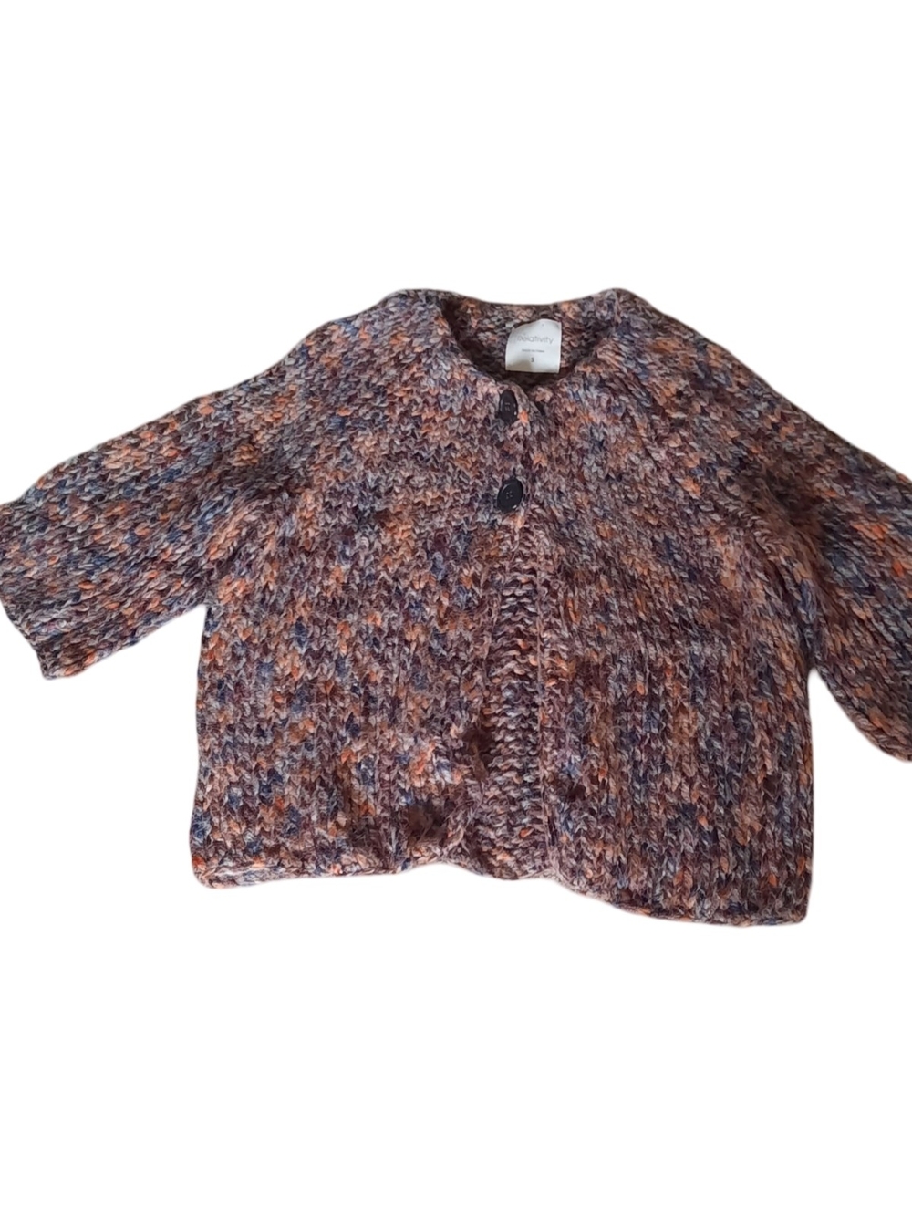 Relativity Chunky Marled Cardigan in Brown and Blue